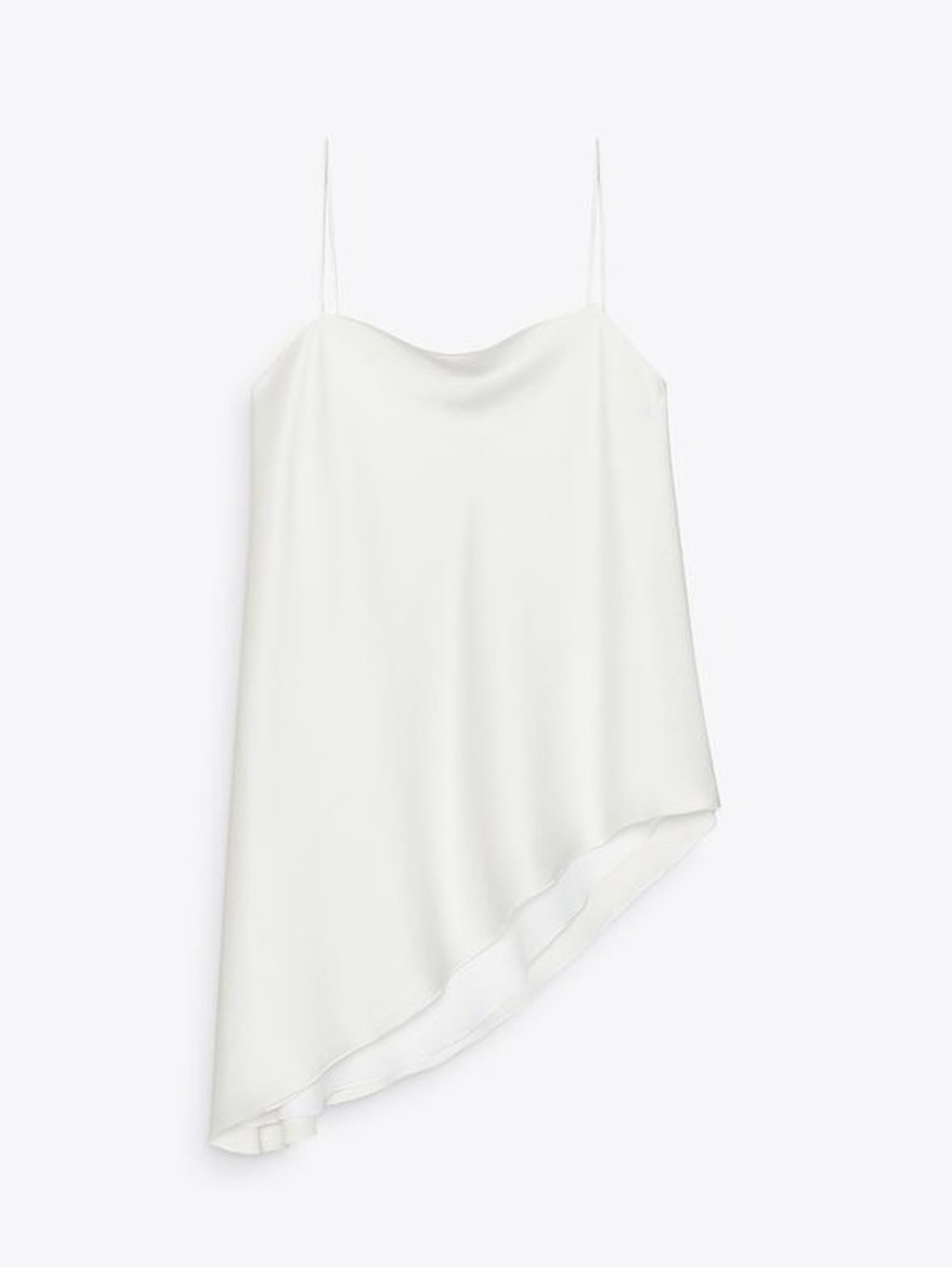 NWT Zara ZW COLLECTION SATIN ASYMMETRIC TOP WHITE - REF 2536/074 Size small